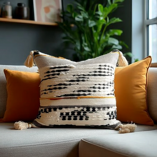 Handwoven Patchwork Tassel Cushion (YS5031-2) - Fucolina