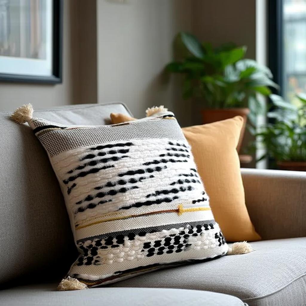 Handwoven Patchwork Tassel Cushion (YS5031-2) - Fucolina