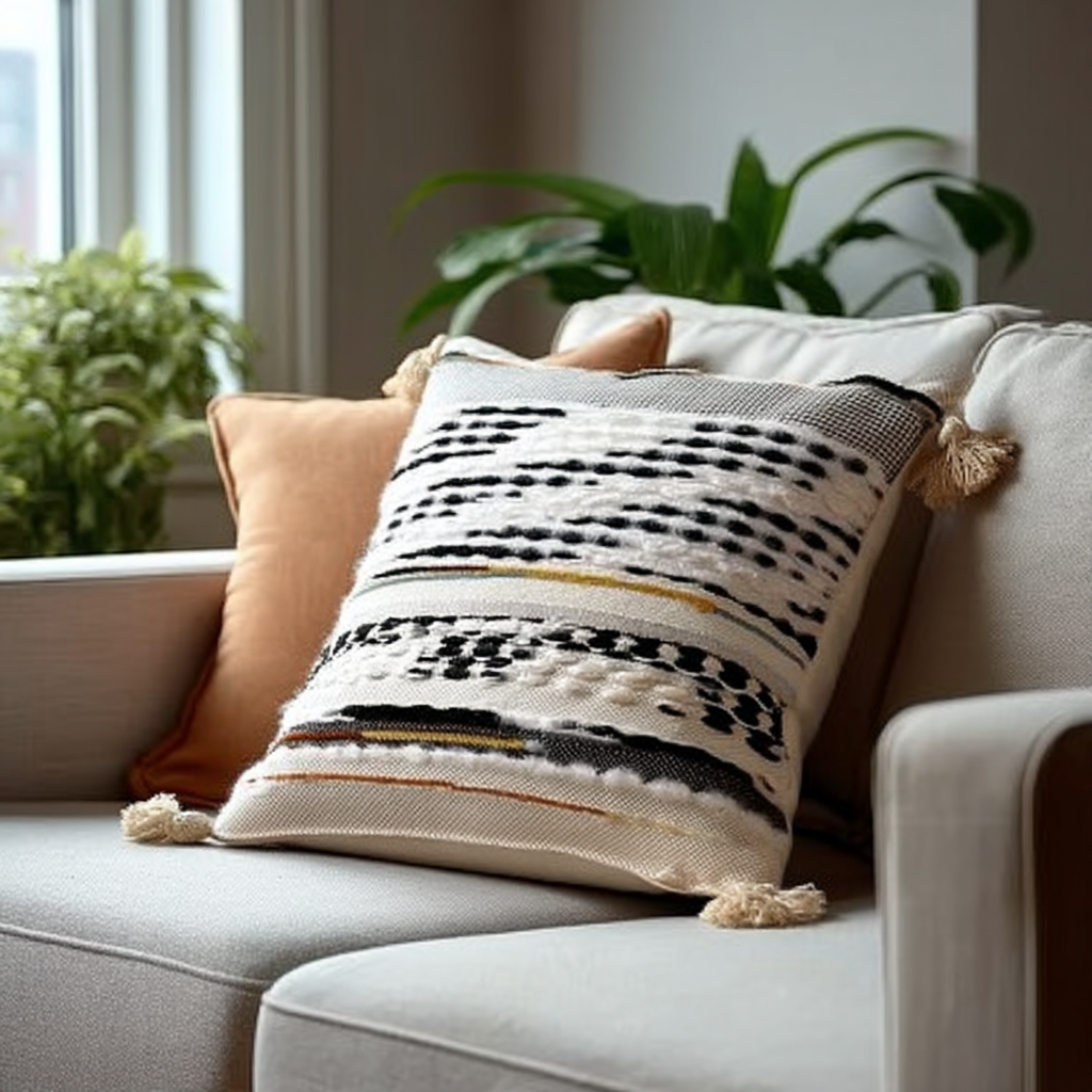 Handwoven Patchwork Tassel Cushion (YS5031-2) - Fucolina
