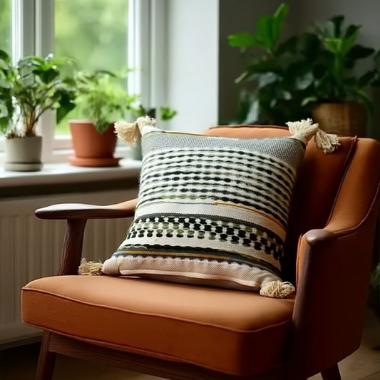 Handwoven Patchwork Tassel Cushion (YS5031-4) - Fucolina