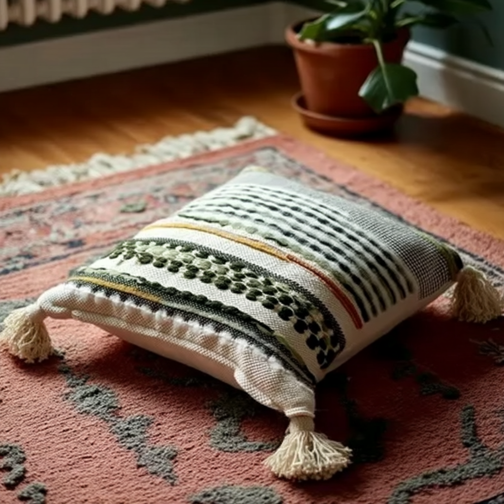 Handwoven Patchwork Tassel Cushion (YS5031-4) - Fucolina