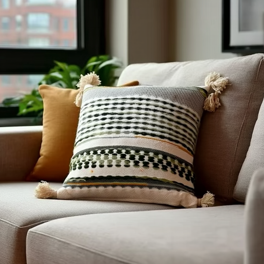 Handwoven Patchwork Tassel Cushion (YS5031-4) - Fucolina