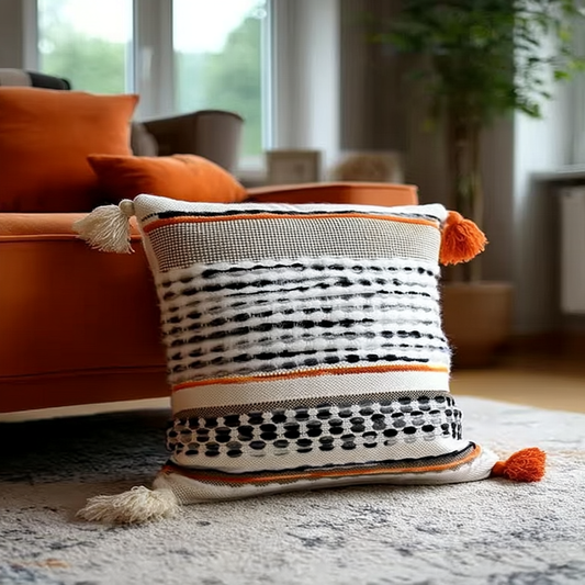 Handwoven Patchwork Tassel Cushion (YS5031-5) - Fucolina