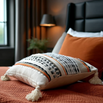 Handwoven Patchwork Tassel Cushion (YS5031-5) - Fucolina
