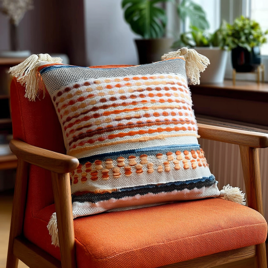 Handwoven Patchwork Tassel Cushion (YS5031-6) - Fucolina