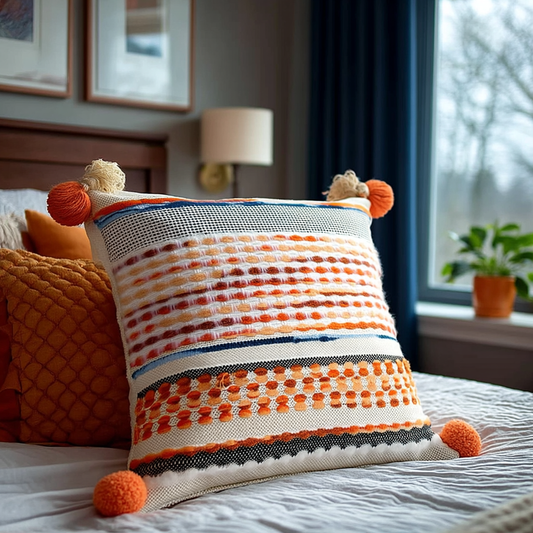 Handwoven Patchwork Tassel Cushion (YS5031-6) - Fucolina