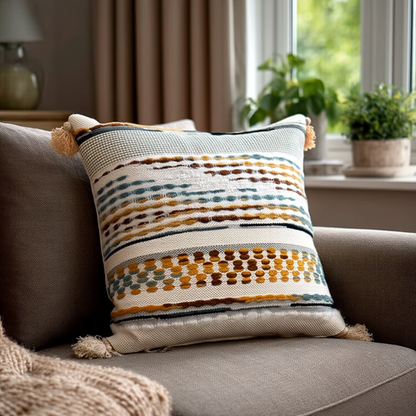 Handwoven Patchwork Tassel Cushion (YS5031-7) - Fucolina
