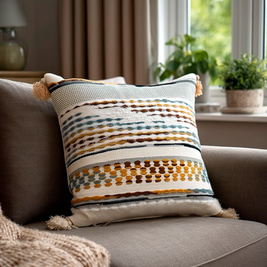 Handwoven Patchwork Tassel Cushion (YS5031-7) - Fucolina