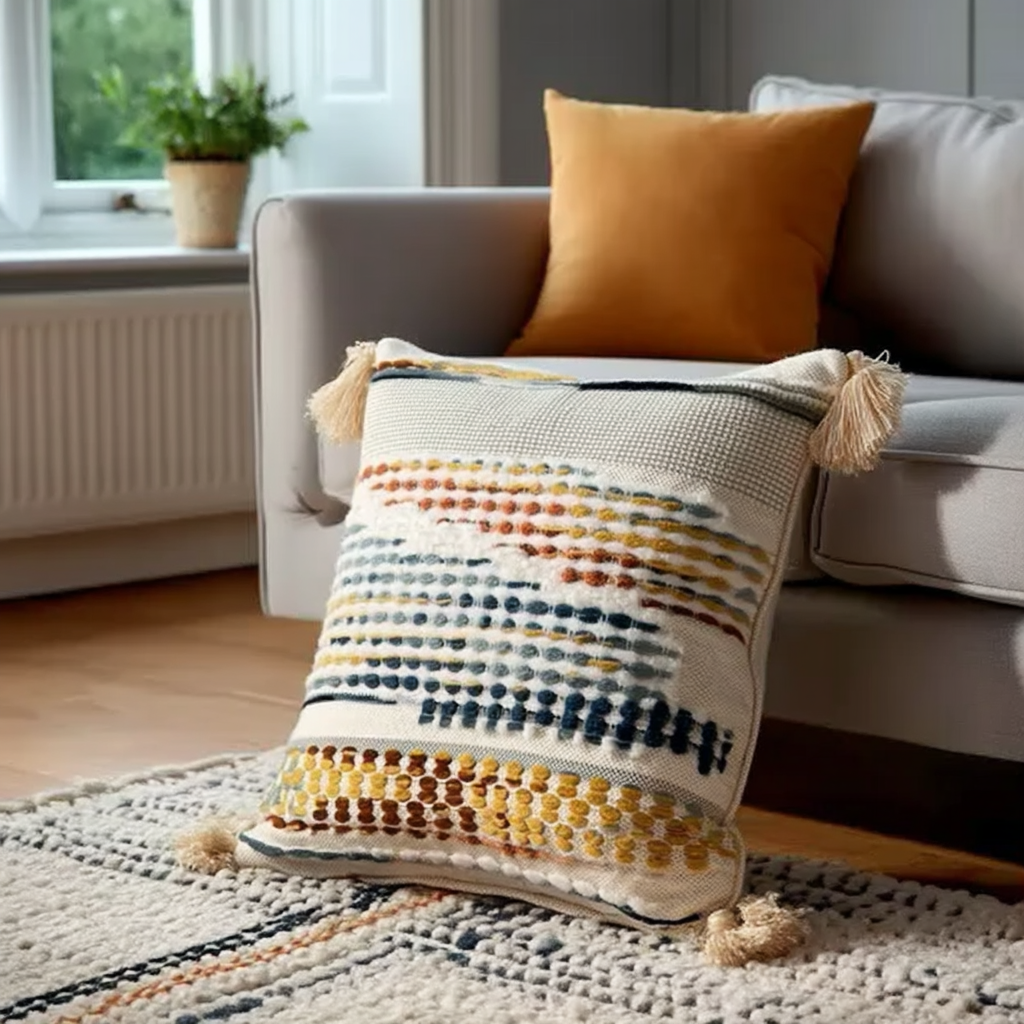 Handwoven Patchwork Tassel Cushion (YS5031-7) - Fucolina