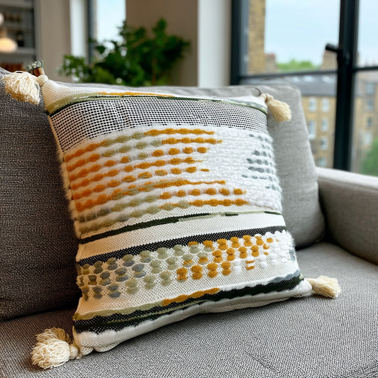 Handwoven Patchwork Tassel Cushion (YS5031-8) - Fucolina