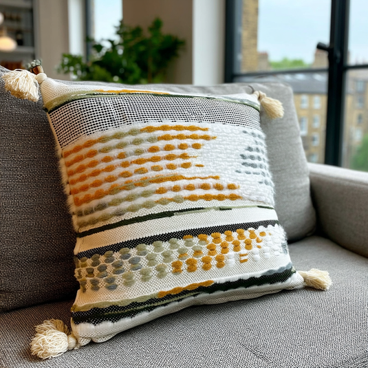 Handwoven Patchwork Tassel Cushion (YS5031-8) - Fucolina