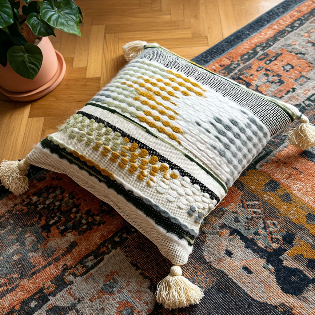 Handwoven Patchwork Tassel Cushion (YS5031-8) - Fucolina