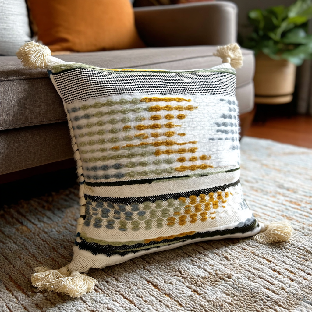 Handwoven Patchwork Tassel Cushion (YS5031-8) - Fucolina