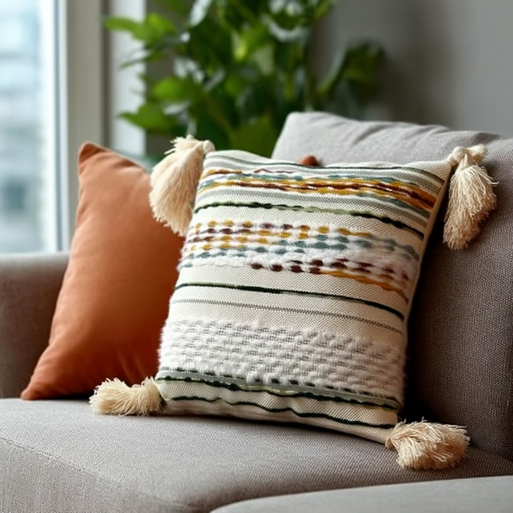 Handwoven Patchwork Tassel Cushion (YS5033-1) - Fucolina