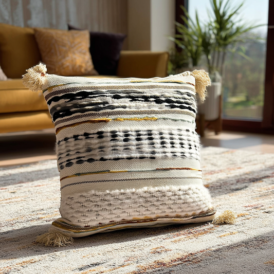 Handwoven Patchwork Tassel Cushion (YS5033-2) - Fucolina