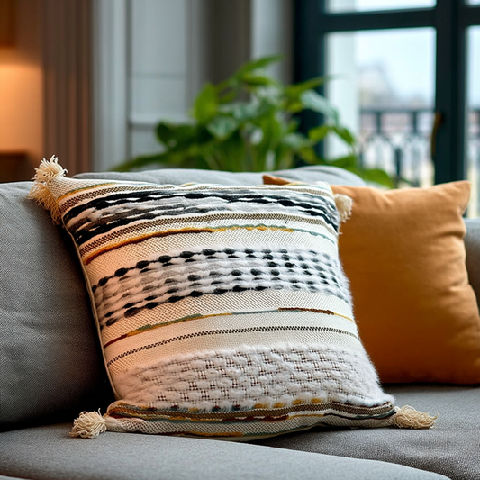 Handwoven Patchwork Tassel Cushion (YS5033-2) - Fucolina