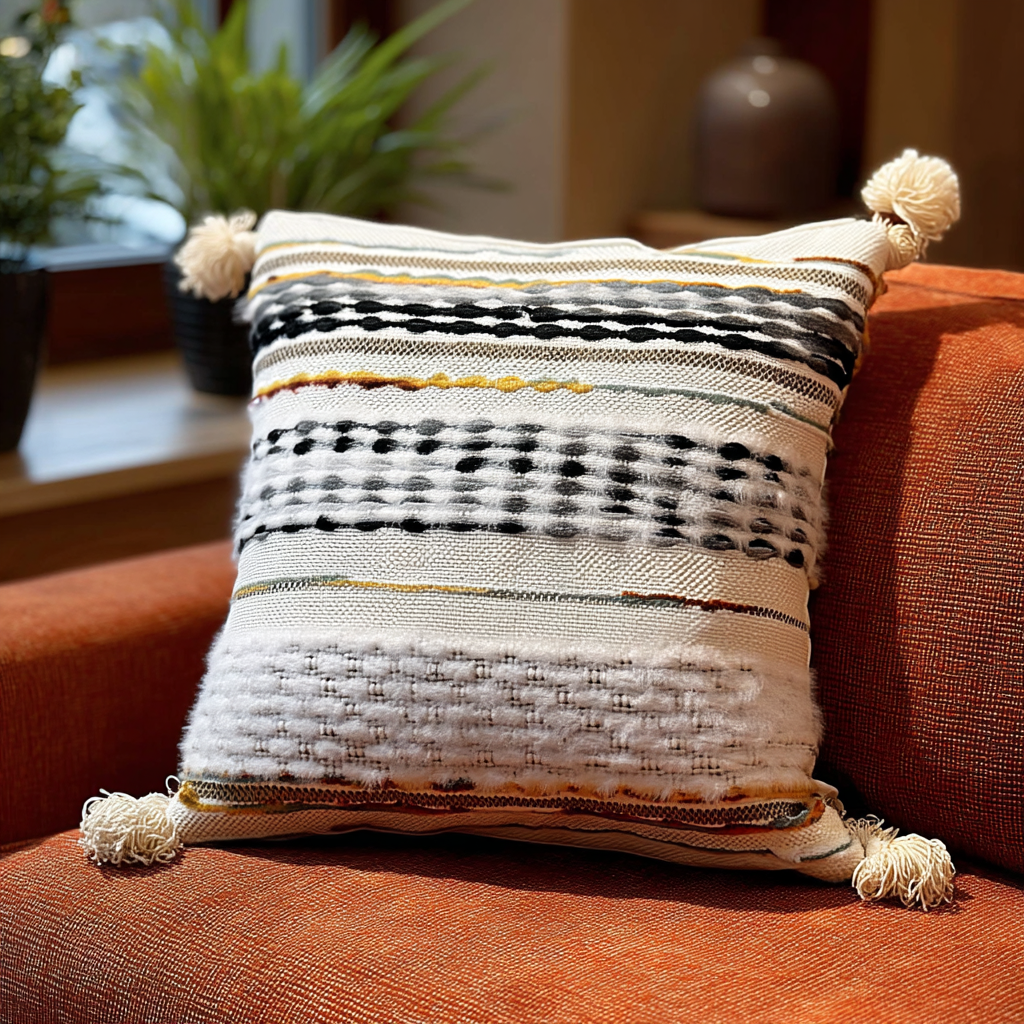 Handwoven Patchwork Tassel Cushion (YS5033-2) - Fucolina