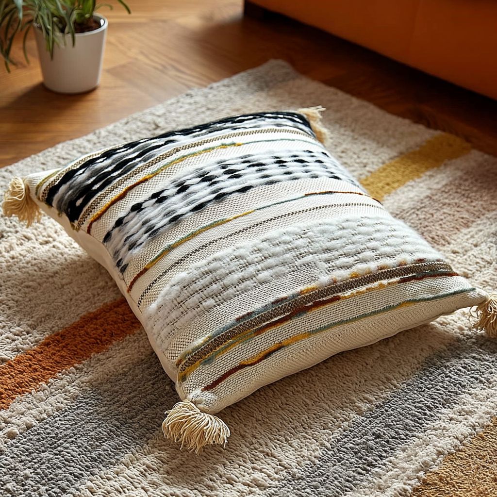 Handwoven Patchwork Tassel Cushion (YS5033-2) - Fucolina