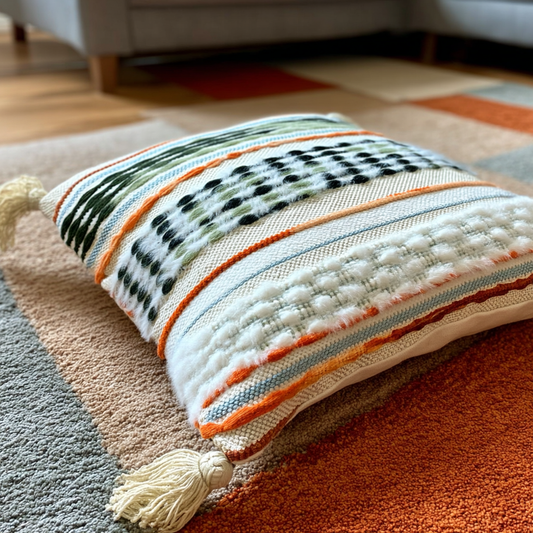 Handwoven Patchwork Tassel Cushion (YS5033-3) - Fucolina