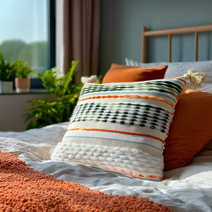 Handwoven Patchwork Tassel Cushion (YS5033-3) - Fucolina