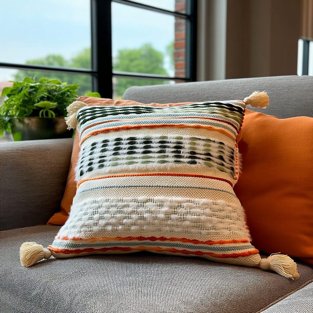 Handwoven Patchwork Tassel Cushion (YS5033-3) - Fucolina