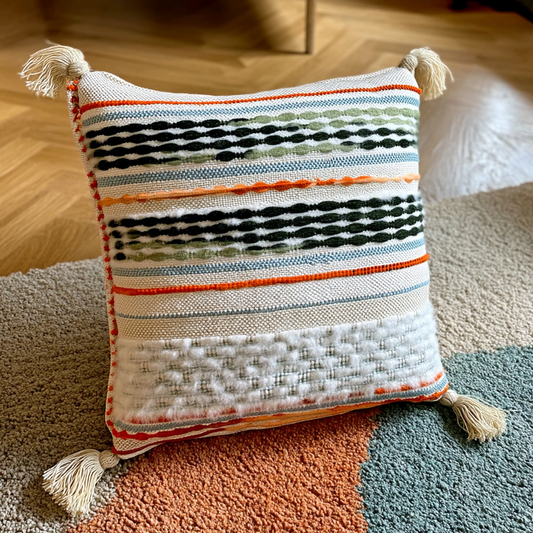 Handwoven Patchwork Tassel Cushion (YS5033-3) - Fucolina