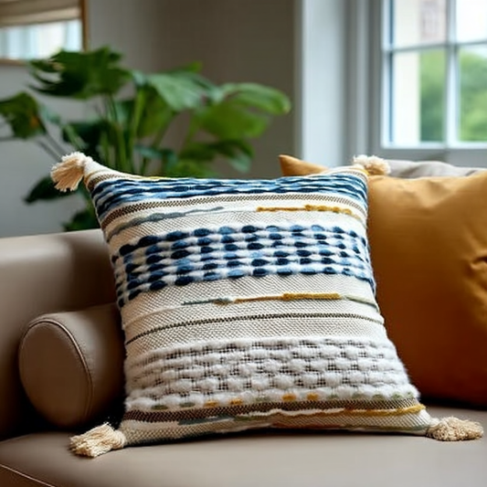 Handwoven Patchwork Tassel Cushion (YS5033-4) - Fucolina