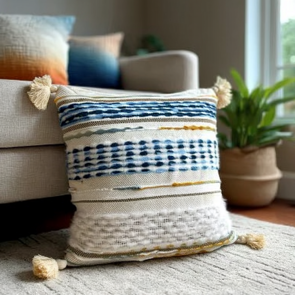 Handwoven Patchwork Tassel Cushion (YS5033-4) - Fucolina