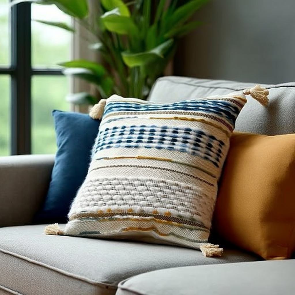 Handwoven Patchwork Tassel Cushion (YS5033-4) - Fucolina