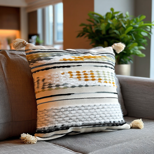 Handwoven Patchwork Tassel Cushion (YS5033-5) - Fucolina