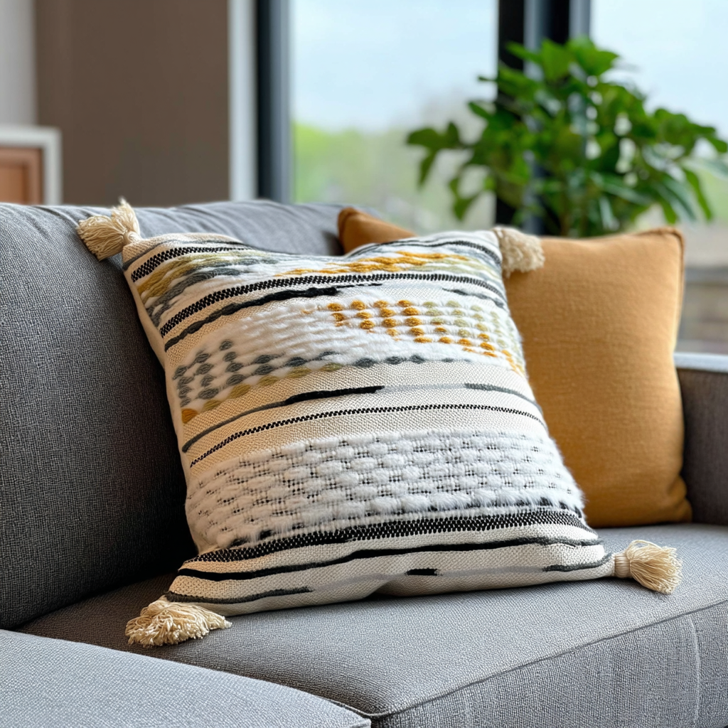 Handwoven Patchwork Tassel Cushion (YS5033-5) - Fucolina