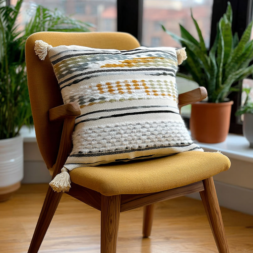 Handwoven Patchwork Tassel Cushion (YS5033-5) - Fucolina