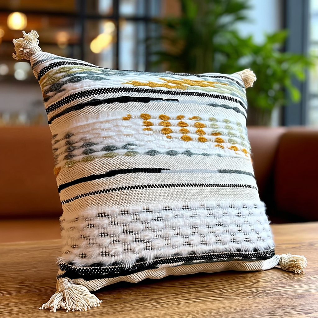 Handwoven Patchwork Tassel Cushion (YS5033-5) - Fucolina