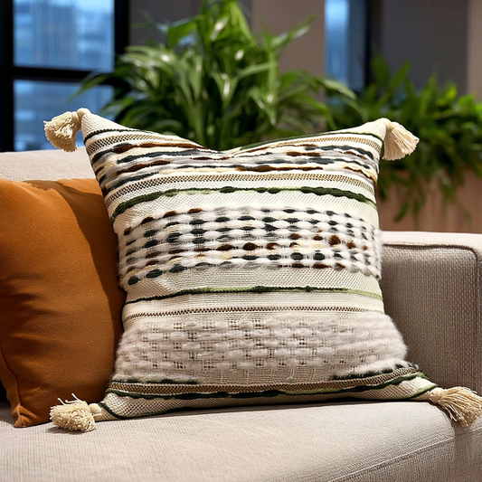 Handwoven Patchwork Tassel Cushion (YS5033-6) - Fucolina