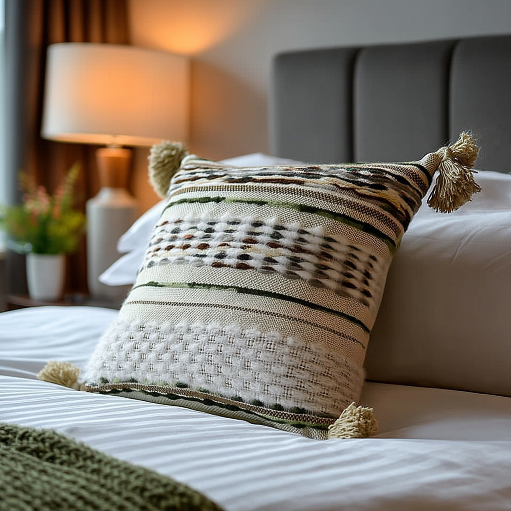 Handwoven Patchwork Tassel Cushion (YS5033-6) - Fucolina