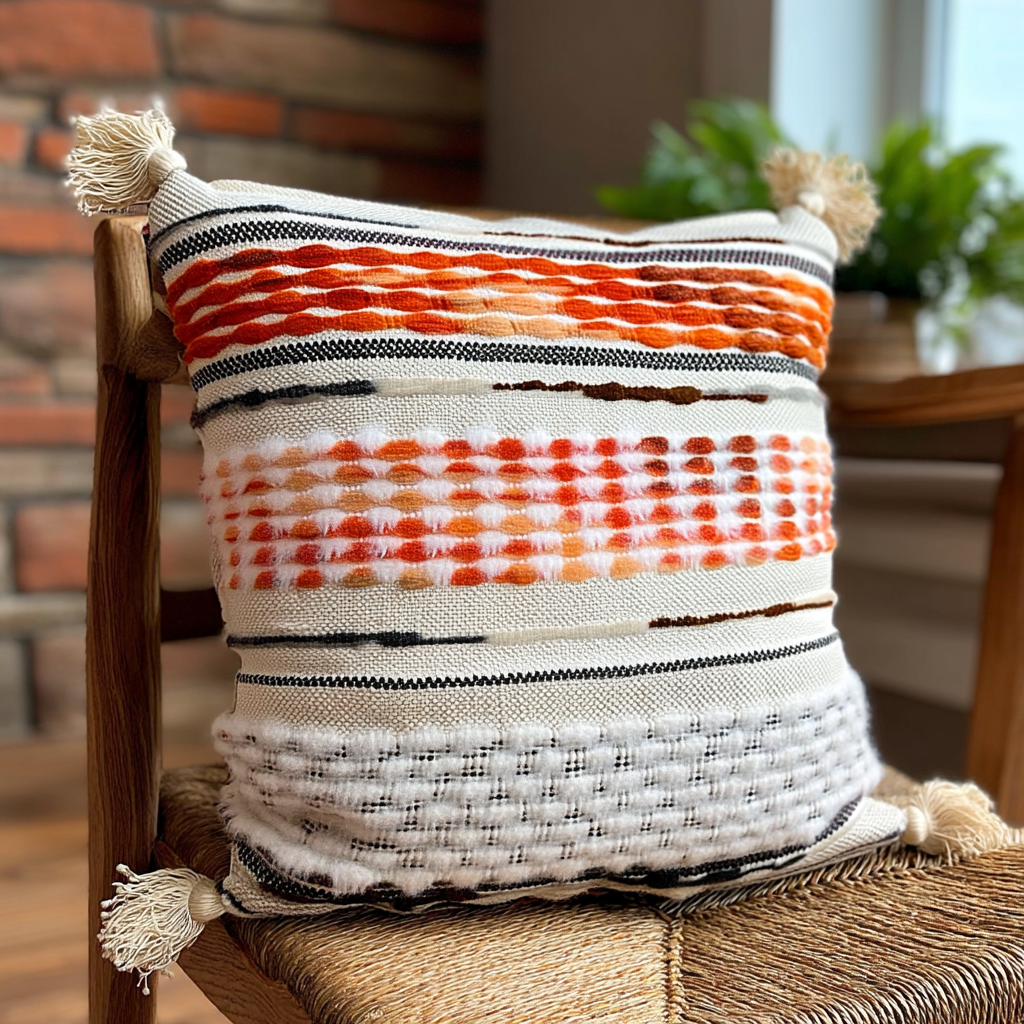 Handwoven Patchwork Tassel Cushion (YS5033-7) - Fucolina