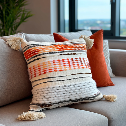 Handwoven Patchwork Tassel Cushion (YS5033-7) - Fucolina