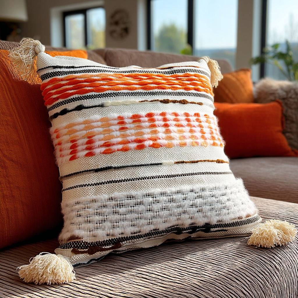 Handwoven Patchwork Tassel Cushion (YS5033-7) - Fucolina