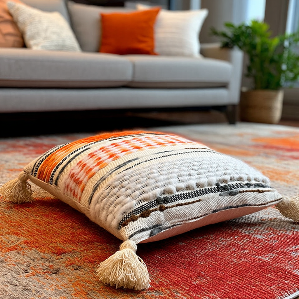 Handwoven Patchwork Tassel Cushion (YS5033-7) - Fucolina