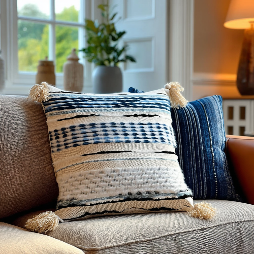 Handwoven Patchwork Tassel Cushion (YS5033-8) - Fucolina