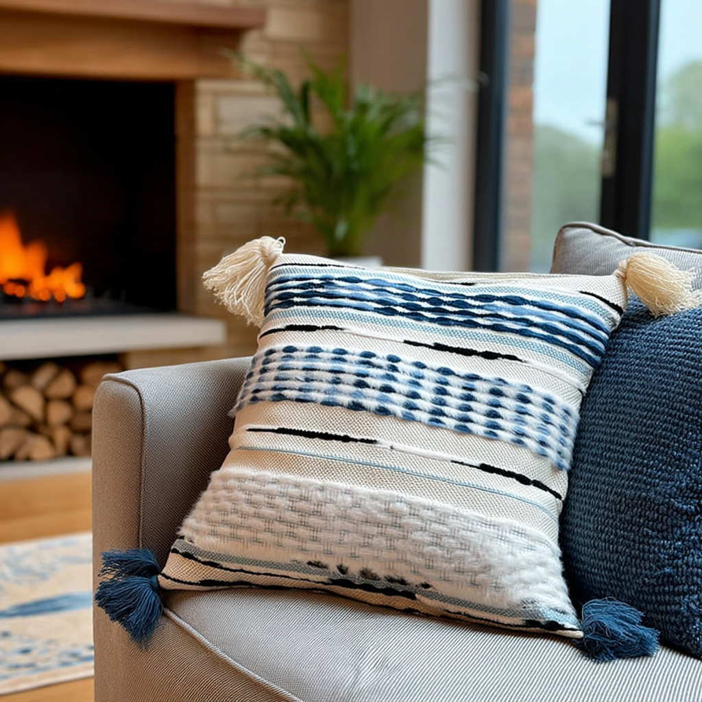 Handwoven Patchwork Tassel Cushion (YS5033-8) - Fucolina
