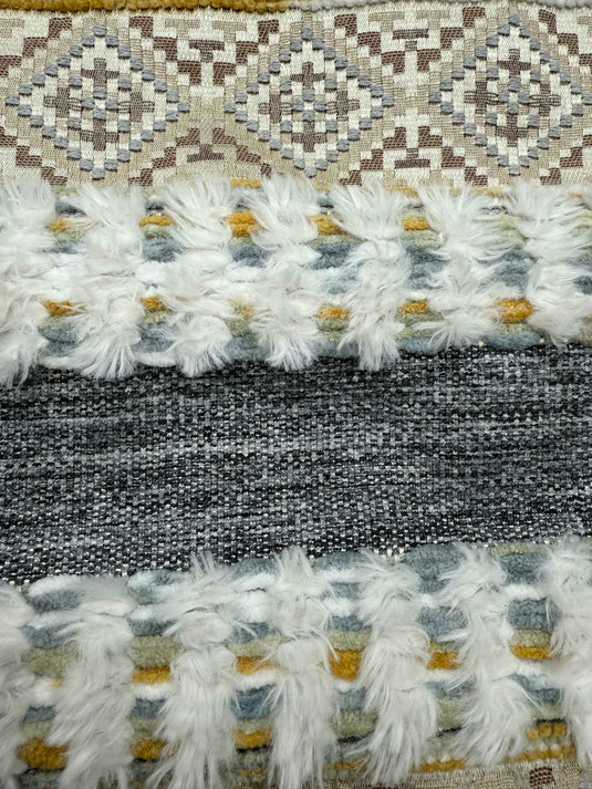Ethnic - style Geometric - patterned Tassel Jacquard Throw Pillow (Light Gray - Beige Color) - Fucolina