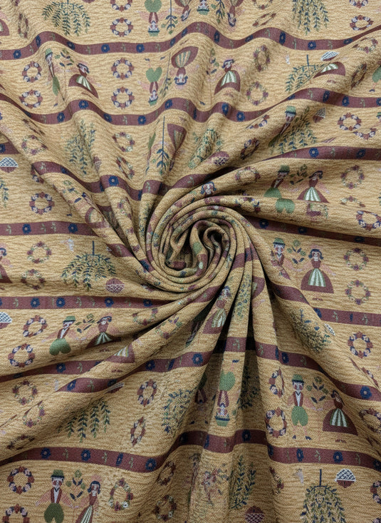 European folk-style figure chenille jacquard fabric, multi-colored childlike soft furnishings and clothing universal fabric