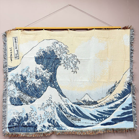 "The Great Wave off Kanagawa" Woven Tapestry | Hokusai Japanese Art Blanket - Fucolina