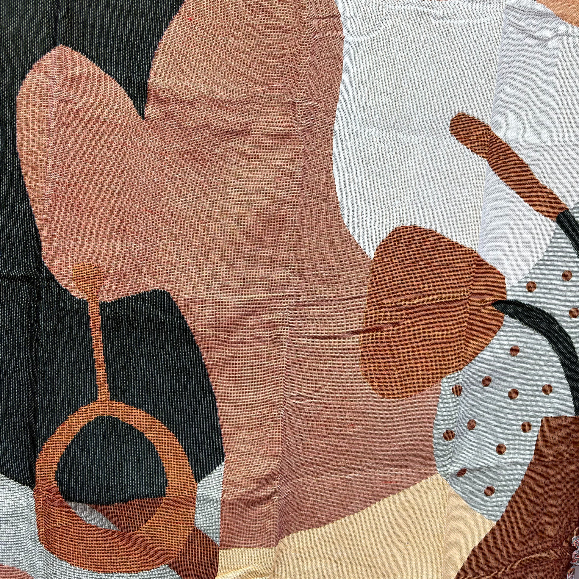 Abstract Woman Portrait Woven Tapestry | Modern Earthy Tones Wall Art - Fucolina