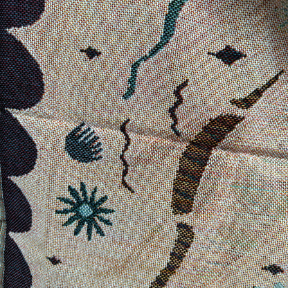 "Jurassic Garden" Dinosaur Woven Tapestry | Folk Art Prehistoric Blanket - Fucolina
