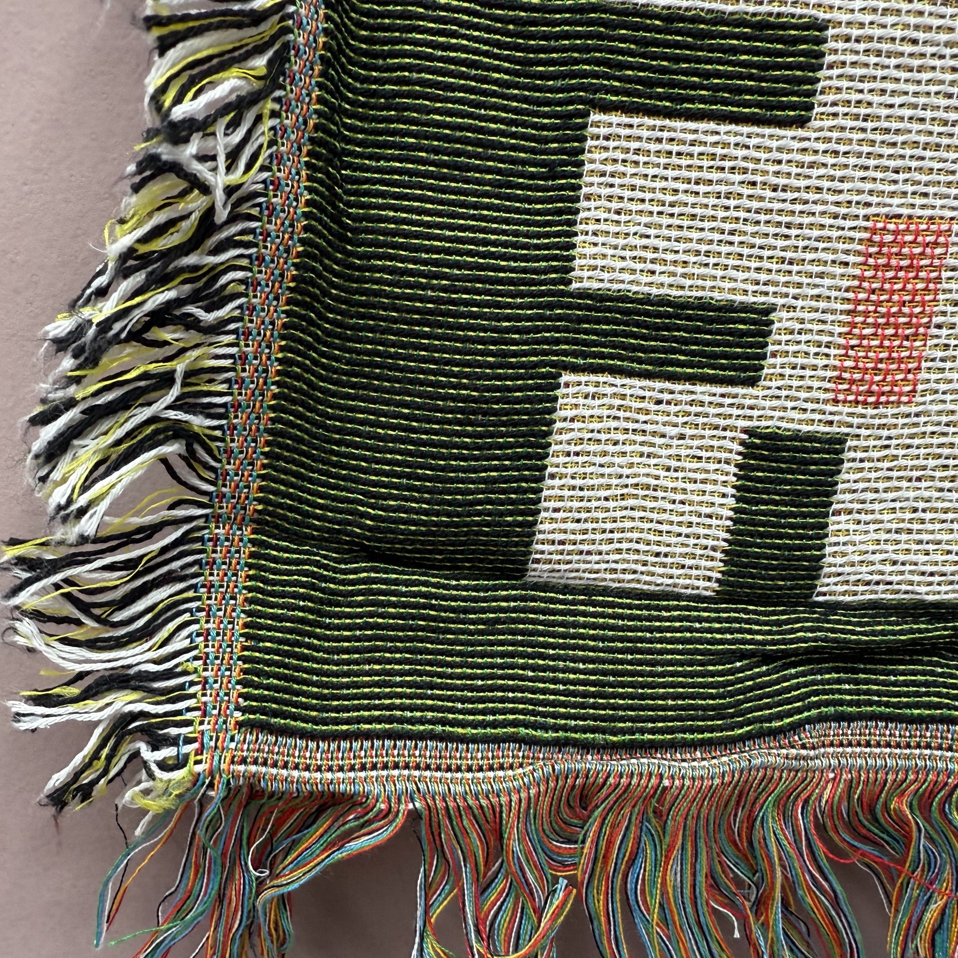 Kilim Style Geometric Patchwork Woven Blanket | Folk Art Farmhouse Tapestry - Fucolina
