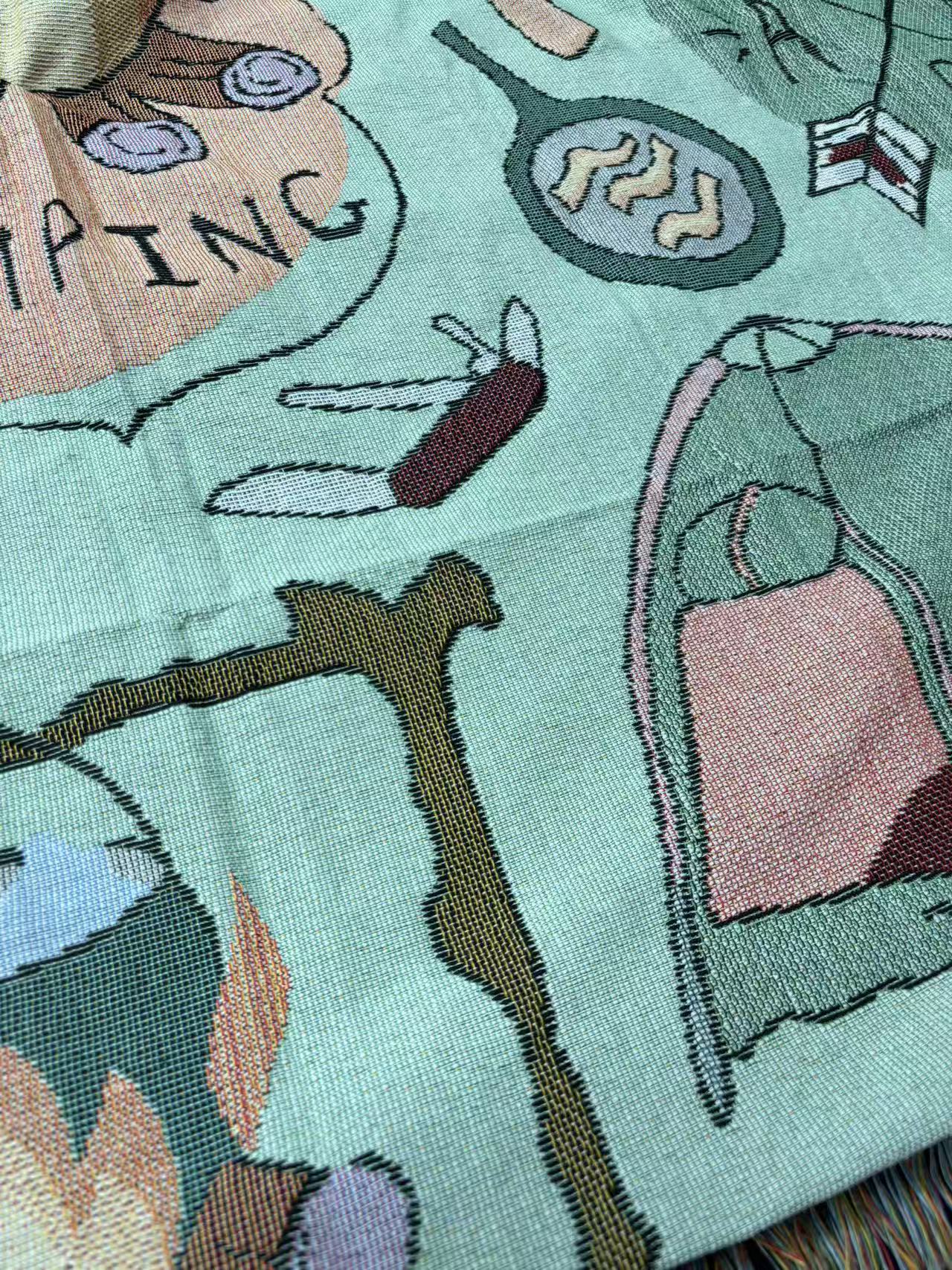 Camping Themed Woven Tapestry Blanket - Fucolina