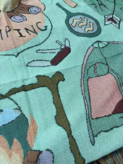 Camping Themed Woven Tapestry Blanket - Fucolina
