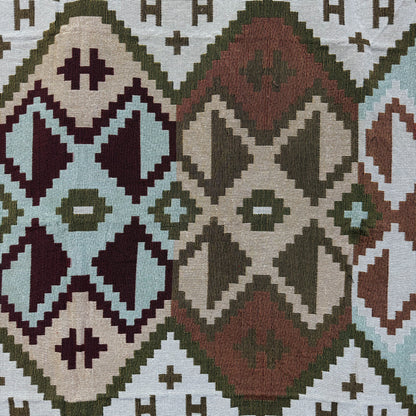 Earthy Geometric Woven Tapestry Blanket | Modern Farmhouse Boho Wall Decor - Fucolina